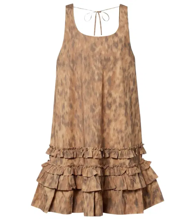 Ganni Ruffled printed cotton minidress