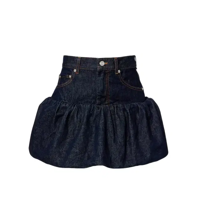 Ganni Gathered denim miniskirt