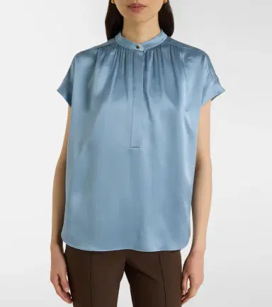 Vince Gathered silk satin blouse | Thumbnail 3