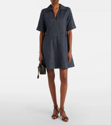 Vince Cotton and linen chambray minidress | Thumbnail 5