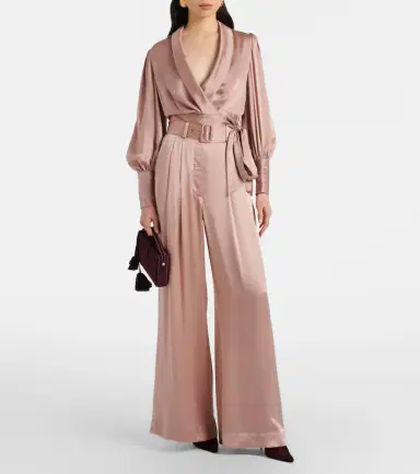 Zimmermann Belted pleated silk satin wide-leg pants | Thumbnail 3 Zimmermann Belted pleated silk satin wide-leg pants | Thumbnail 3