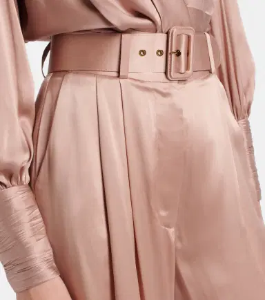 Zimmermann Belted pleated silk satin wide-leg pants | Thumbnail 4 Zimmermann Belted pleated silk satin wide-leg pants | Thumbnail 4