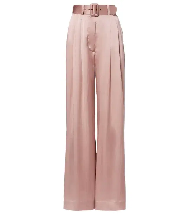 Zimmermann Belted pleated silk satin wide-leg pants
