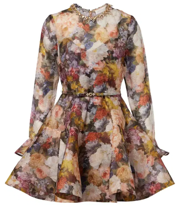 Alchemy peplum linen and silk minidress