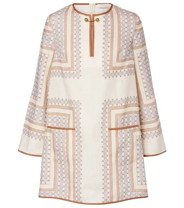 Printed linen minidress