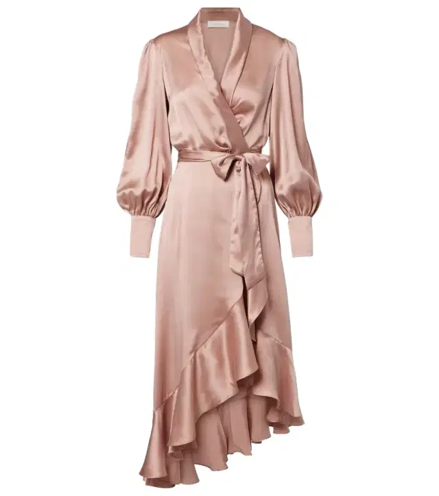 Zimmermann Ruffled silk satin wrap dress