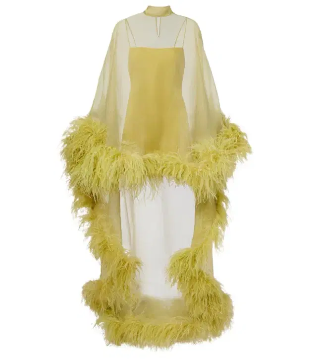 Daisy feather-trimmed organza kaftan Daisy feather-trimmed organza kaftan