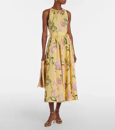 Oscar de la Renta Floral cotton-blend midi dress | Thumbnail 2