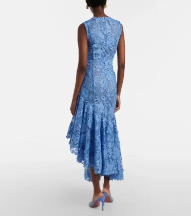 Oscar de la Renta Asymmetric floral embroidered cocktail dress | Thumbnail 4