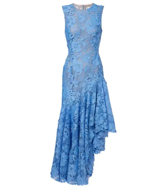 Asymmetric floral embroidered cocktail dress