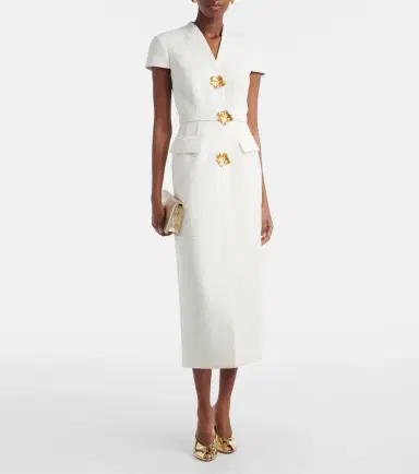 Oscar de la Renta Embellished belted tweed midi dress | Thumbnail 2