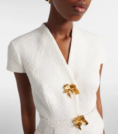 Oscar de la Renta Embellished belted tweed midi dress | Thumbnail 3