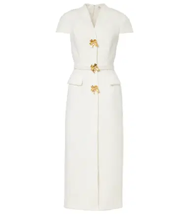 Oscar de la Renta Embellished belted tweed midi dress | Thumbnail 1
