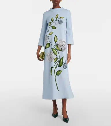 Oscar de la Renta Porcelain Flower wool-blend kaftan | Thumbnail 2 Oscar de la Renta Porcelain Flower wool-blend kaftan | Thumbnail 2