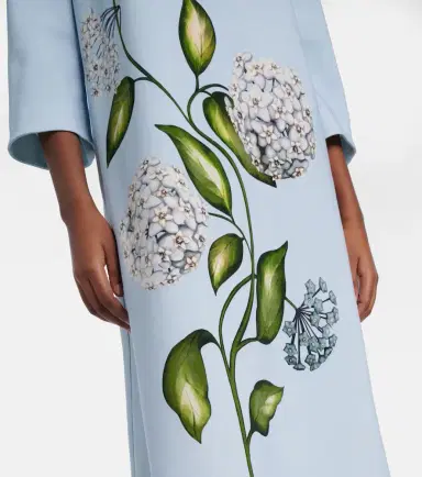 Oscar de la Renta Porcelain Flower wool-blend kaftan | Thumbnail 3 Oscar de la Renta Porcelain Flower wool-blend kaftan | Thumbnail 3