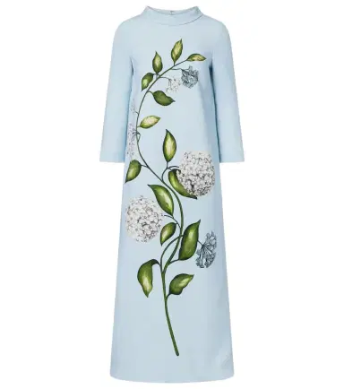 Oscar de la Renta Porcelain Flower wool-blend kaftan | Thumbnail 1 Oscar de la Renta Porcelain Flower wool-blend kaftan | Thumbnail 1