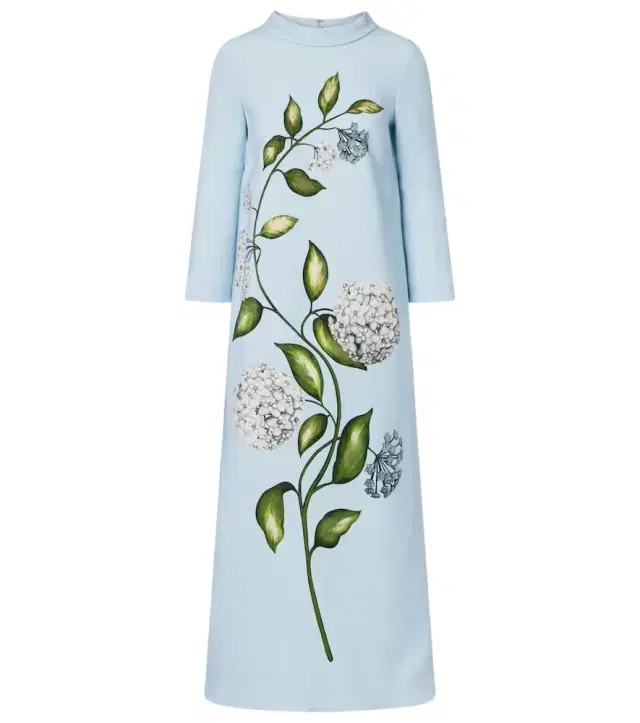 Oscar de la Renta Porcelain Flower wool-blend kaftan