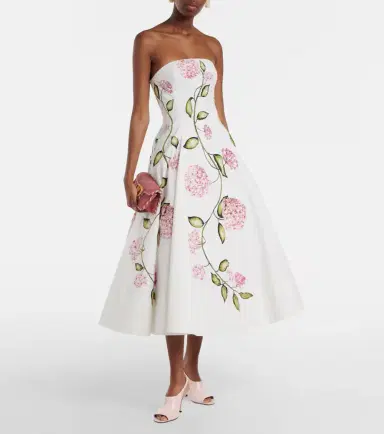 Oscar de la Renta Floral cotton-blend poplin bustier gown | Thumbnail 2 Oscar de la Renta Floral cotton-blend poplin bustier gown | Thumbnail 2