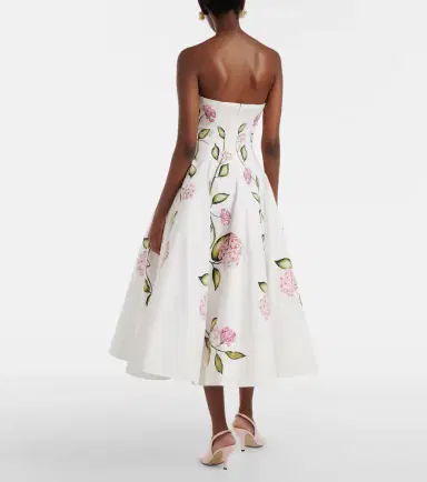 Oscar de la Renta Floral cotton-blend poplin bustier gown | Thumbnail 3 Oscar de la Renta Floral cotton-blend poplin bustier gown | Thumbnail 3