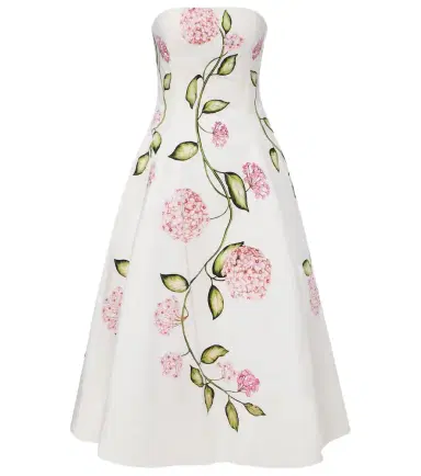 Oscar de la Renta Floral cotton-blend poplin bustier gown | Thumbnail 1 Oscar de la Renta Floral cotton-blend poplin bustier gown | Thumbnail 1