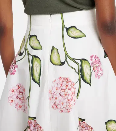 Oscar de la Renta Floral cotton-blend poplin midi skirt | Thumbnail 2