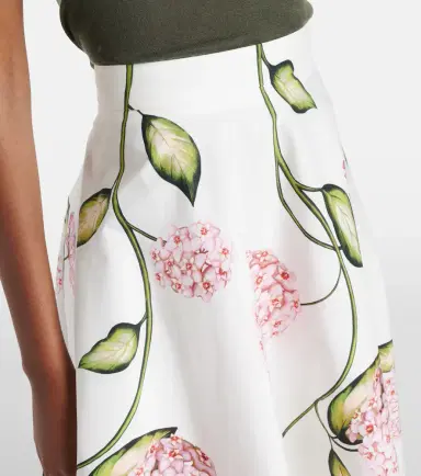 Oscar de la Renta Floral cotton-blend poplin midi skirt | Thumbnail 3