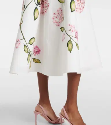 Oscar de la Renta Floral cotton-blend poplin midi skirt | Thumbnail 4