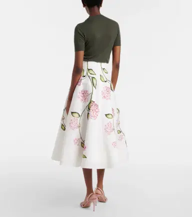 Oscar de la Renta Floral cotton-blend poplin midi skirt | Thumbnail 6