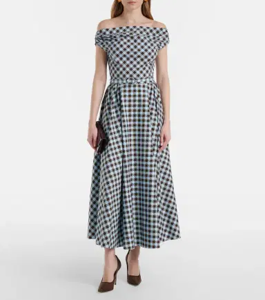 Oscar de la Renta Gingham cotton-blend midi dress | Thumbnail 2 Oscar de la Renta Gingham cotton-blend midi dress | Thumbnail 2