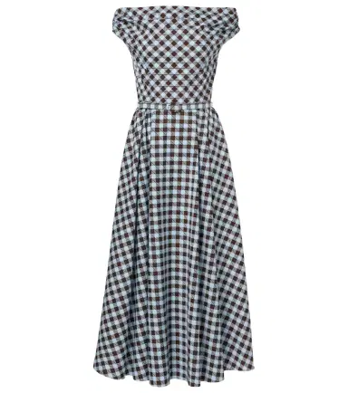Oscar de la Renta Gingham cotton-blend midi dress | Thumbnail 1 Oscar de la Renta Gingham cotton-blend midi dress | Thumbnail 1