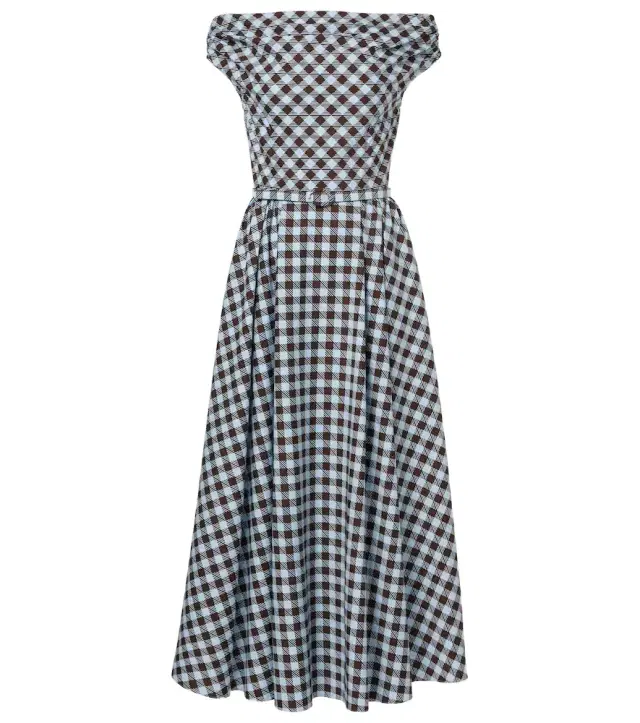 Oscar de la Renta Gingham cotton-blend midi dress