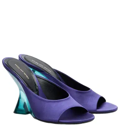 Dries Van Noten Satin wedge mules | Thumbnail 1