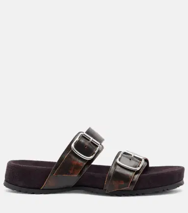 Dries Van Noten Leather and suede slides | Thumbnail 4
