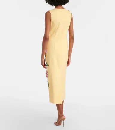 Oscar de la Renta Floral-appliqué wool-blend midi dress | Thumbnail 2