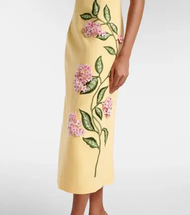 Oscar de la Renta Floral-appliqué wool-blend midi dress | Thumbnail 4