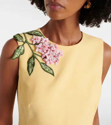 Oscar de la Renta Floral-appliqué wool-blend midi dress | Thumbnail 5