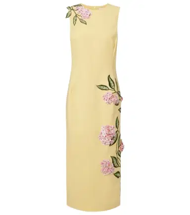 Oscar de la Renta Floral-appliqué wool-blend midi dress | Thumbnail 1
