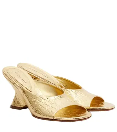 Dries Van Noten Metallic leather sandals | Thumbnail 1
