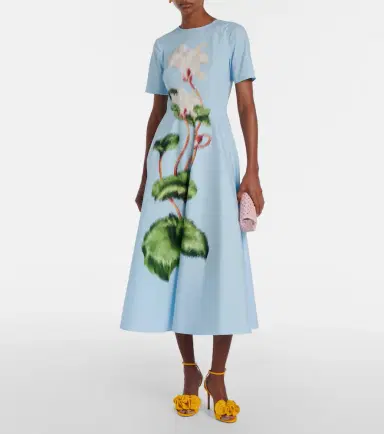 Oscar de la Renta Printed cotton-blend midi dress | Thumbnail 6