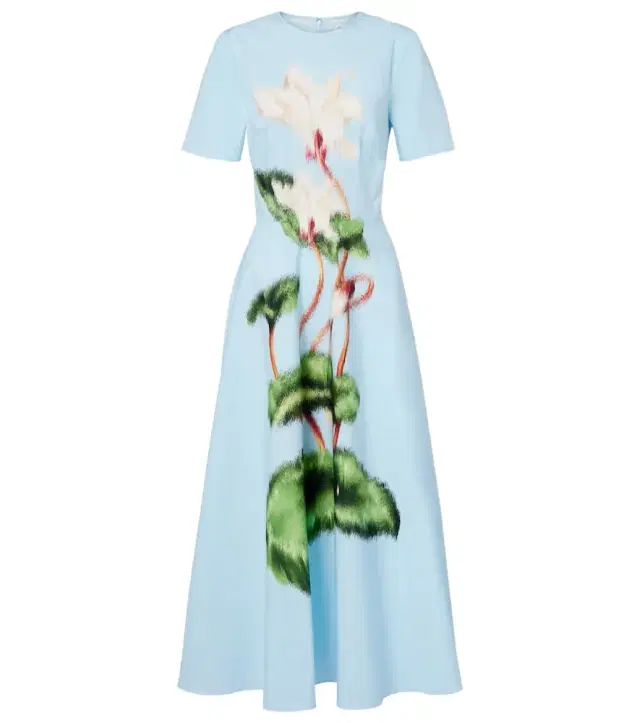 Oscar de la Renta Printed cotton-blend midi dress