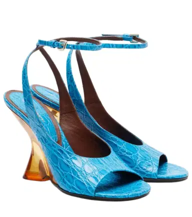 Dries Van Noten Croc-effect leather wedge sandals | Thumbnail 1