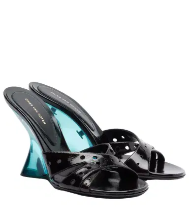 Dries Van Noten Patent leather wedge mules | Thumbnail 1