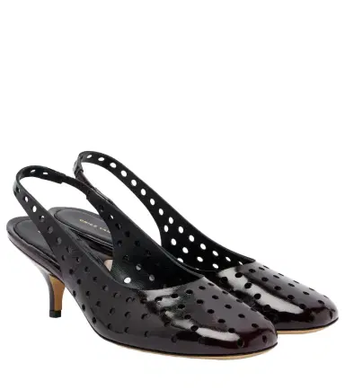Dries Van Noten 65 perforated leather slingback pumps | Thumbnail 1