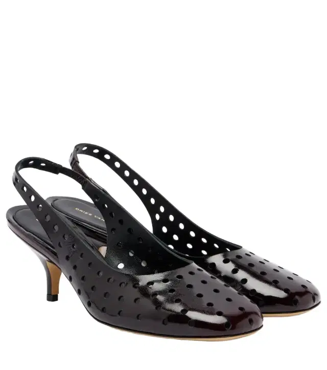 Dries Van Noten 65 perforated leather slingback pumps