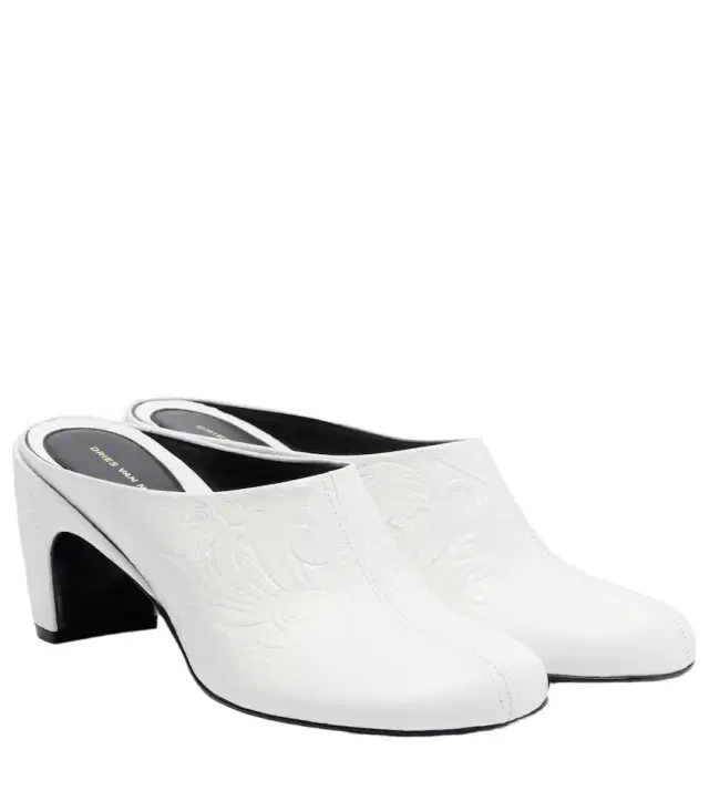 Dries Van Noten 65 debossed leather mules