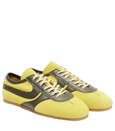 Dries Van Noten Leather-trimmed suede sneakers | Thumbnail 1