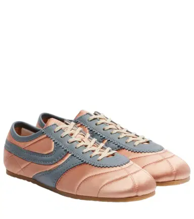 Dries Van Noten Leather-trimmed satin sneakers | Thumbnail 1