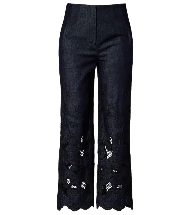 Veronica Beard Osborne cotton chambray wide-leg pants