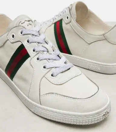 Gucci Stretch Web Stripe leather sneakers | Thumbnail 3 Gucci Stretch Web Stripe leather sneakers | Thumbnail 3