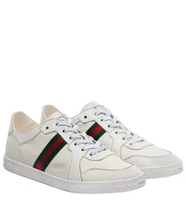 Gucci Stretch Web Stripe leather sneakers | Thumbnail 1 Gucci Stretch Web Stripe leather sneakers | Thumbnail 1